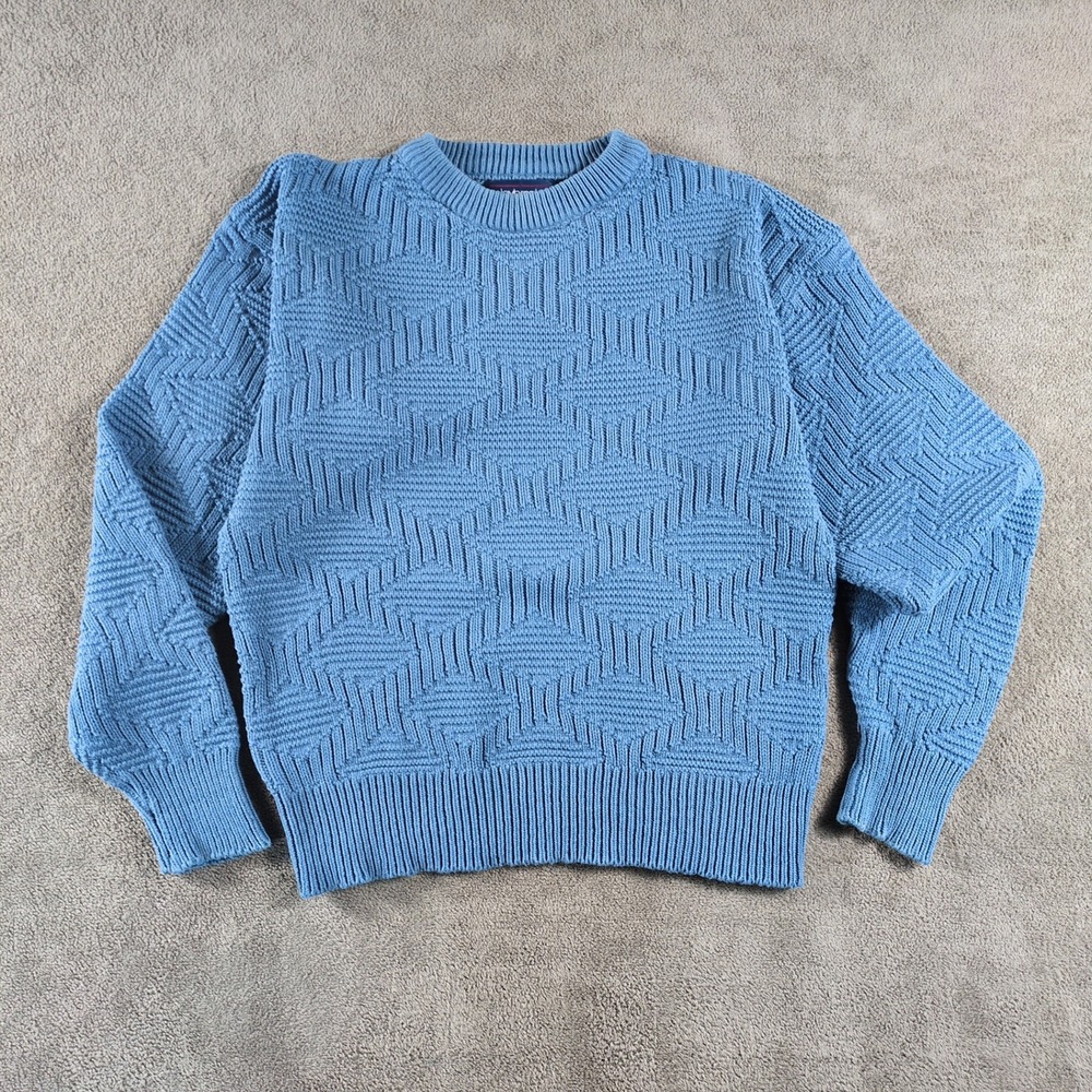 Vintage Claybrooke Blue Knit Sweater Crew Neck Long‎ Sleeve Casual Size M